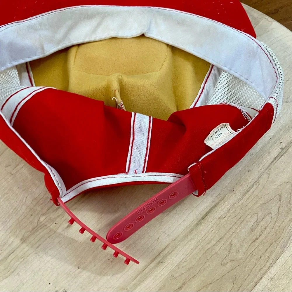 Young AN Vintage Datsun Mesh SnapBack‎ Trucker Advertising Hat Red Yellow 90s